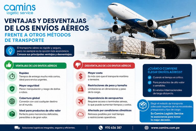 Ventajas y desventajas de los envíos aéreos frente a otros métodos de transporte